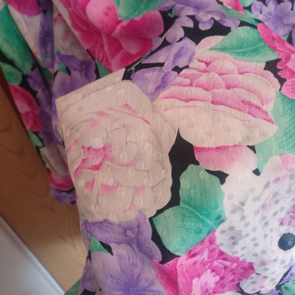 100% silk flower blouse dress - Picture 3 of 3